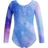 Zaclotre Kid Girls Gymnastic Leotard Long Sleeve Color Gradient Sparkly Ballet Dance One Piece Outfit(Gradual Snowflake)