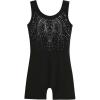 Zaclotre Kid Girls Gymnastic Leotard Sparkly Shiny Diamond Ballet Dance One Piece Outfit(Shiny Black)