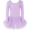Zaclotre Kid Girls Long Sleeve Leotards Ballet Dance Sparkly Tutu Dress Ballerina Outfits(Lilac)