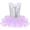 Zaclotre Kids Sequin Ballet Leotards Sleevesless Mesh Tutu Dress Dance Ballerina Outfits(Lilac)
