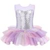 Zaclotre Kids Sequin Ballet Leotards Sleevesless Mesh Tutu Dress Dance Ballerina Outfits(Purple Pink)