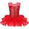 Zaclotre Kids Sequin Ballet Leotards Sleevesless Mesh Tutu Dress Dance Ballerina Outfits(Red)
