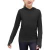 Zaclotre Kids UPF 50+ Sun Shirt Girls Quick Dry Sun Protection Clothing Athletic Hoodie with Thumbholes(Black)