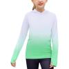 Zaclotre Kids UPF 50+ Sun Shirt Girls Quick Dry Sun Protection Clothing Athletic Hoodie with Thumbholes(Gradient Green)