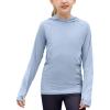 Zaclotre Kids UPF 50+ Sun Shirt Girls Quick Dry Sun Protection Clothing Athletic Hoodie with Thumbholes(Grey)