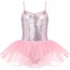Zaclotre Little Girls Sequin Leotard Sparkly Strap Ballet Leotards Tutu Dress Ballerina Outfit Dance Costume for Kids(Ballet Pink)