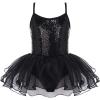 Zaclotre Little Girls Sequin Leotard Sparkly Strap Ballet Leotards Tutu Dress Ballerina Outfit Dance Costume for Kids(Black)