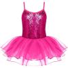Zaclotre Little Girls Sequin Leotard Sparkly Strap Ballet Leotards Tutu Dress Ballerina Outfit Dance Costume for Kids(Hot Pink)