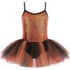 Zaclotre Little Girls Sequin Leotard Sparkly Strap Ballet Leotards Tutu Dress Ballerina Outfit Dance Costume for Kids(Orange)