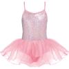 Zaclotre Little Girls Sequin Leotard Sparkly Strap Ballet Leotards Tutu Dress Ballerina Outfit Dance Costume for Kids(Pink)