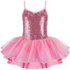 Zaclotre Little Girls Sequin Leotard Sparkly Strap Ballet Leotards Tutu Dress Ballerina Outfit Dance Costume for Kids(Pink-rose)