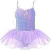 Zaclotre Little Girls Sequin Leotard Sparkly Strap Ballet Leotards Tutu Dress Ballerina Outfit Dance Costume for Kids(Purple)