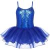 Zaclotre Little Girls Sequin Leotard Sparkly Strap Ballet Leotards Tutu Dress Ballerina Outfit Dance Costume for Kids(Royal Blue)