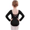 Zaclotre Team Basic Leotards for Girls Long Sleeve Crisscross Ballet Dance Gymnastic Outfits for Kids(Black)