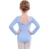 Zaclotre Team Basic Leotards for Girls Long Sleeve Crisscross Ballet Dance Gymnastic Outfits for Kids(Blue)