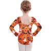 Zaclotre Team Basic Leotards for Girls Long Sleeve Crisscross Ballet Dance Gymnastic Outfits for Kids(Halloween)