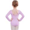 Zaclotre Team Basic Leotards for Girls Long Sleeve Crisscross Ballet Dance Gymnastic Outfits for Kids(Lilac)