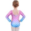 Zaclotre Team Basic Leotards for Girls Long Sleeve Crisscross Ballet Dance Gymnastic Outfits for Kids(Mermaid Pink Blue)