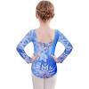 Zaclotre Team Basic Leotards for Girls Long Sleeve Crisscross Ballet Dance Gymnastic Outfits for Kids(Snowflake Blue)