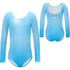 Zaclotre Team Basic Leotards for Girls Long Sleeve Crisscross Ballet Dance Gymnastic Outfits for Kids(Sparkle Blue)