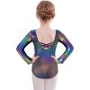 Zaclotre Team Basic Leotards for Girls Long Sleeve Crisscross Ballet Dance Gymnastic Outfits for Kids(Sparkle Colorful Black)