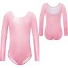 Zaclotre Team Basic Leotards for Girls Long Sleeve Crisscross Ballet Dance Gymnastic Outfits for Kids(Sparkle Pink)