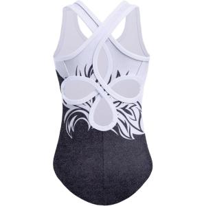 Zaclotre Ballet Leotards for Girls Hollow Back Sleeveless Dance Outfits Gymnastics Leotard Tank Bodysuit(Black Flame)