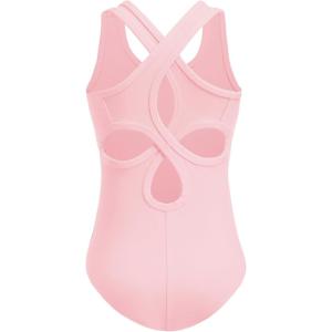 Zaclotre Ballet Leotards for Girls Hollow Back Sleeveless Dance Outfits Gymnastics Leotard Tank Bodysuit(Light Pink)