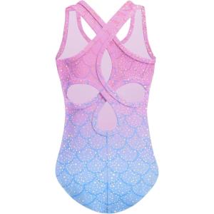 Zaclotre Ballet Leotards for Girls Hollow Back Sleeveless Dance Outfits Gymnastics Leotard Tank Bodysuit(Mermaid)