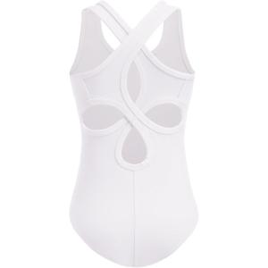 Zaclotre Ballet Leotards for Girls Hollow Back Sleeveless Dance Outfits Gymnastics Leotard Tank Bodysuit(White)