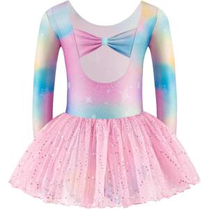 Zaclotre Girls Ballet Long Sleeve Skirted Leotards with Tutus Skirt Dance Dress Ballerina Outfits(Multicolor)