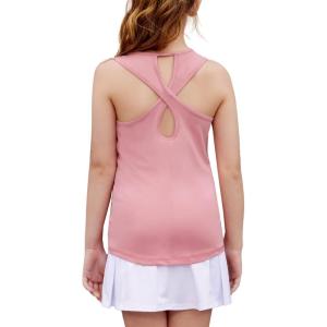 Zaclotre Girls Cross Back Hollow Tank Tops for Sports Workout Racerback Sleeveless Athletic Shirts(Pink)
