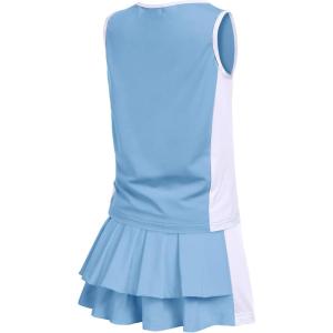 Zaclotre Girls Tennis Golf Dress Outfit Sleeveless Tank Top and Skorts Sets Sport Skirt with Shorts(Light Blue)