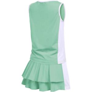 Zaclotre Girls Tennis Golf Dress Outfit Sleeveless Tank Top and Skorts Sets Sport Skirt with Shorts(Light Green)