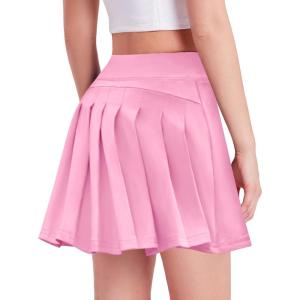 Zaclotre Girls Tennis Skirt with Shorts Pleated Back Kids Golf Skort Workout Running Sports Athletic Skirt with Pockets(Pink)