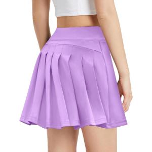 Zaclotre Girls Tennis Skirt with Shorts Pleated Back Kids Golf Skort Workout Running Sports Athletic Skirt with Pockets(Purple)