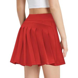 Zaclotre Girls Tennis Skirt with Shorts Pleated Back Kids Golf Skort Workout Running Sports Athletic Skirt with Pockets(Red)