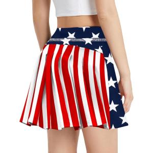 Zaclotre Girls Tennis Skirt with Shorts Pleated Back Kids Golf Skort Workout Running Sports Athletic Skirt with Pockets(Star Stripe)
