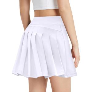Zaclotre Girls Tennis Skirt with Shorts Pleated Back Kids Golf Skort Workout Running Sports Athletic Skirt with Pockets(White)