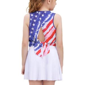 Zaclotre Kid Girls Athletic Tank Tops Open Tie Back Sleeveless Workout Running Tennis Sports Shirts 5-14Years(Stars)