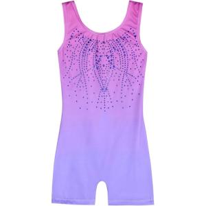 Zaclotre Kid Girls Gymnastic Leotard Sparkly Shiny Diamond Ballet Dance One Piece Outfit(Pink Purple)