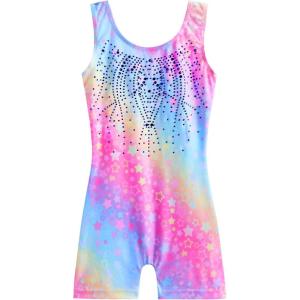Zaclotre Kid Girls Gymnastic Leotard Sparkly Shiny Diamond Ballet Dance One Piece Outfit(Rainbow Star)