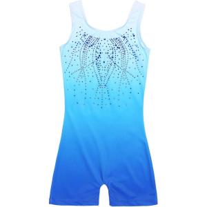 Zaclotre Kid Girls Gymnastic Leotard Sparkly Shiny Diamond Ballet Dance One Piece Outfit(Shiny Blue)