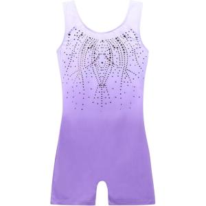 Zaclotre Kid Girls Gymnastic Leotard Sparkly Shiny Diamond Ballet Dance One Piece Outfit(Shiny Lilac)