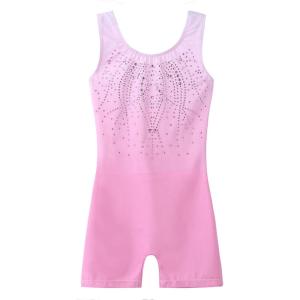 Zaclotre Kid Girls Gymnastic Leotard Sparkly Shiny Diamond Ballet Dance One Piece Outfit(Shiny Pink)