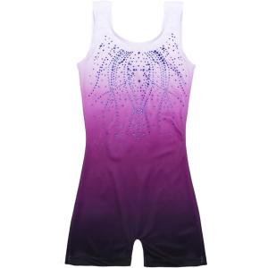 Zaclotre Kid Girls Gymnastic Leotard Sparkly Shiny Diamond Ballet Dance One Piece Outfit(Shiny Purple)