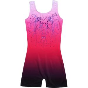 Zaclotre Kid Girls Gymnastic Leotard Sparkly Shiny Diamond Ballet Dance One Piece Outfit(Shiny Rose Red)
