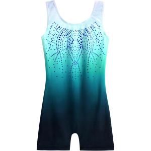 Zaclotre Kid Girls Gymnastic Leotard Sparkly Shiny Diamond Ballet Dance One Piece Outfit(Shiny Teal)