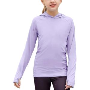 Zaclotre Kids UPF 50+ Sun Shirt Girls Quick Dry Sun Protection Clothing Athletic Hoodie with Thumbholes(Purple)