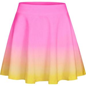 Zaclotre Skorts Skirts for Girls Elastic High Waisted Tennis Skirt with 2 Pockets Athletic Golf Workout Sports Shorts(Gradient Pink Yellow)